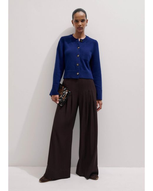 ME+EM Blue Button-Through Straight Cardigan