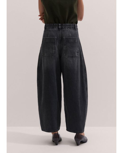 ME+EM Black Pleated Barrel Jean