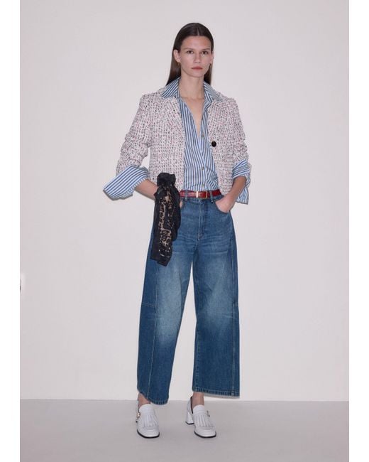 ME+EM Blue Cropped Exaggerated Tapered Jean