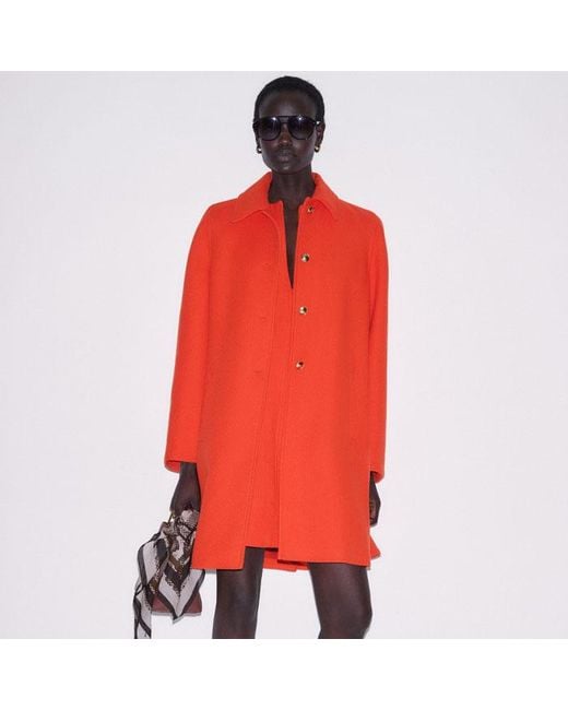 ME+EM Orange Sculptural Sleeve Swing Coat