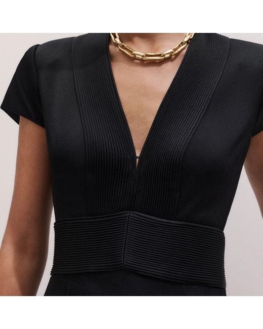ME+EM White Satin Pintuck Detail Wide Leg Jumpsuit
