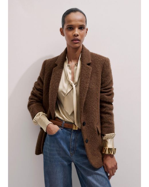 ME+EM Brown Luxe Relaxed Blazer
