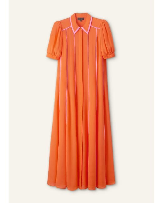 ME+EM Orange Silk Short Sleeve Maxi Dress + Belt