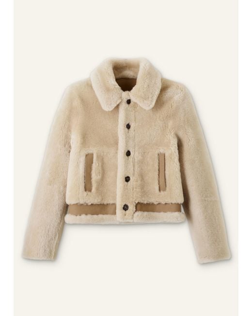 ME+EM Natural Reversible Shearling Bomber Jacket