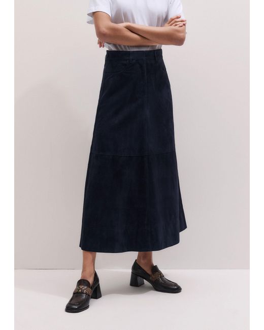 ME+EM Blue Luxe A-Line Maxi Skirt
