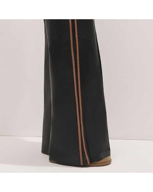ME+EM Black Leather Sporty Wide-Leg Track Pant