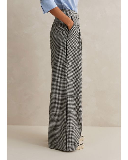 ME+EM Natural Houndstooth Pleated Man Pant