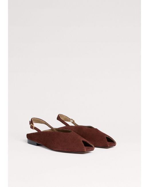 ME+EM Brown Peep Toe Flat Sandal