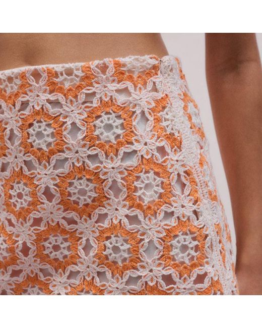 ME+EM Pink Floral Crochet Beach Mini Skirt + Slip Sunny-Multi