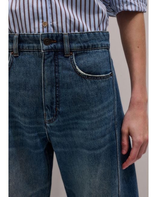 ME+EM Blue Cropped Exaggerated Tapered Jean