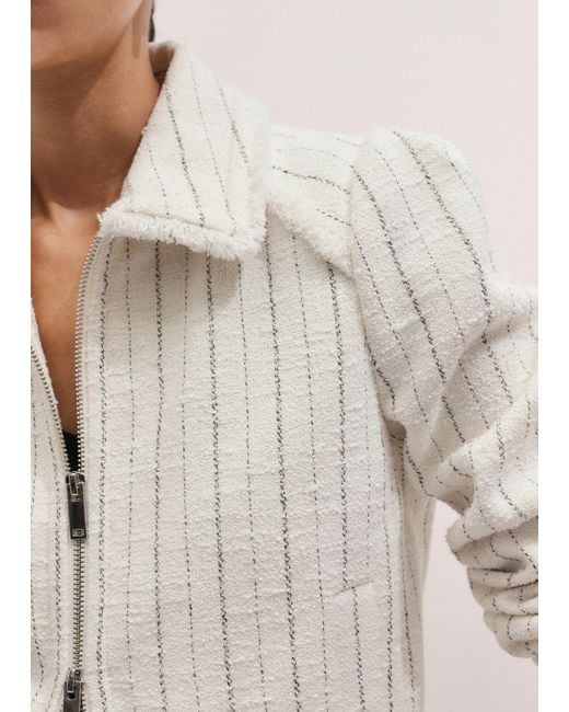 ME+EM Natural Textured Stripe Bomber Jacket
