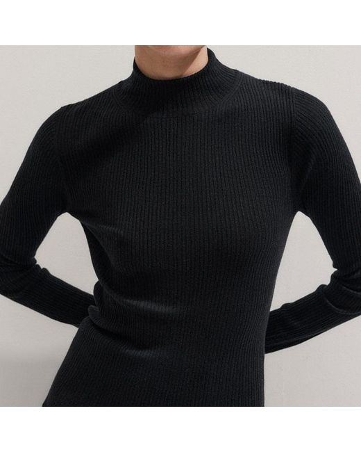 ME+EM Black Barely There Slim Rib Layering Jumper