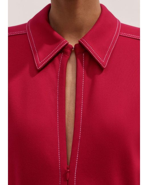 ME+EM Red Travel Tailoring Contrast Stitch Midi Dress