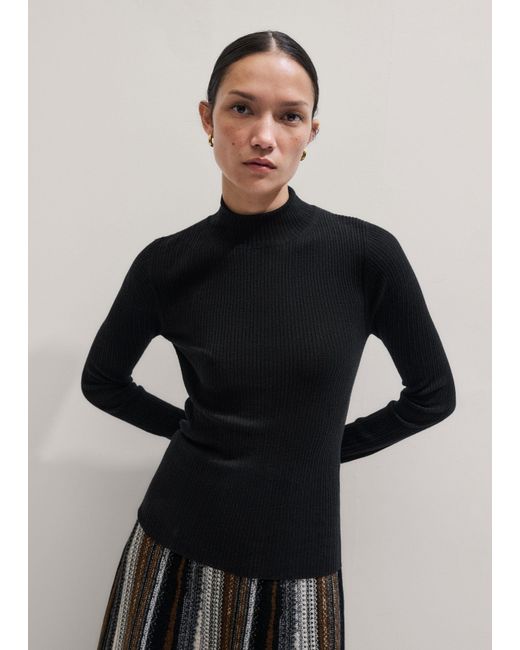 ME+EM Black Barely There Slim Rib Layering Jumper