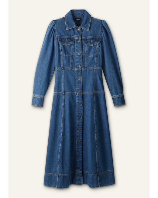ME+EM Blue Panelled Fit And Flare Midi Dress