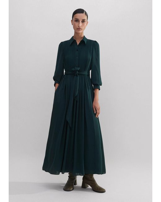 ME+EM Blue Pleated Maxi Shirt Dress + Belt