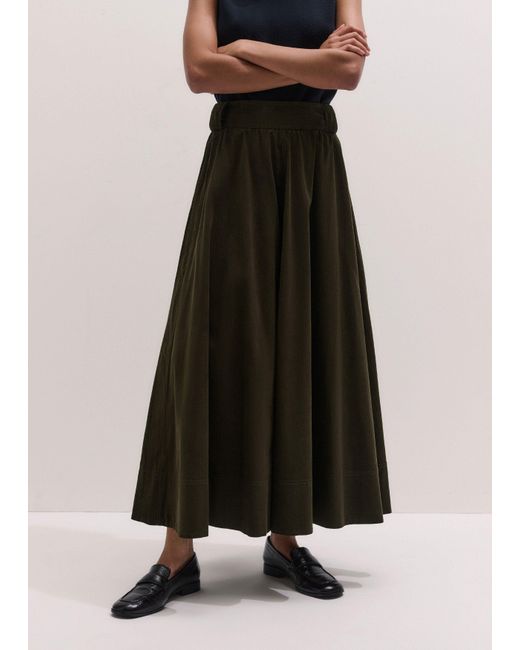 ME+EM Green Micro Cord Maxi Skirt + Belt Rich