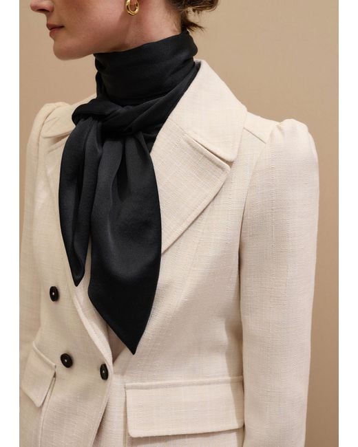 ME+EM Black Silk Satin Evening Scarf