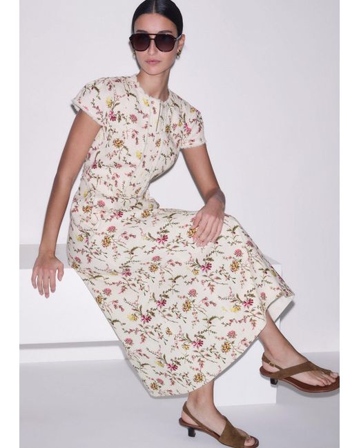 ME+EM Multicolor Wild Spring Floral Print Fit & Flare Midi Dress