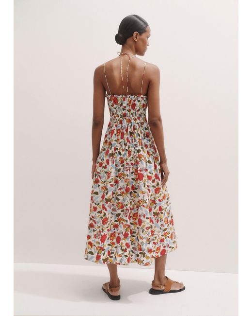 ME+EM Natural Cotton Rosebush Print Midi Dress