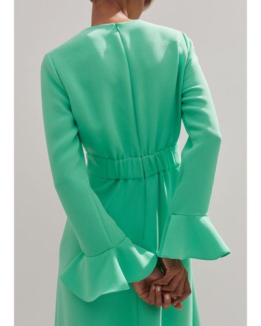 ME+EM Green Fluid Crepe Elegant Midi Dress