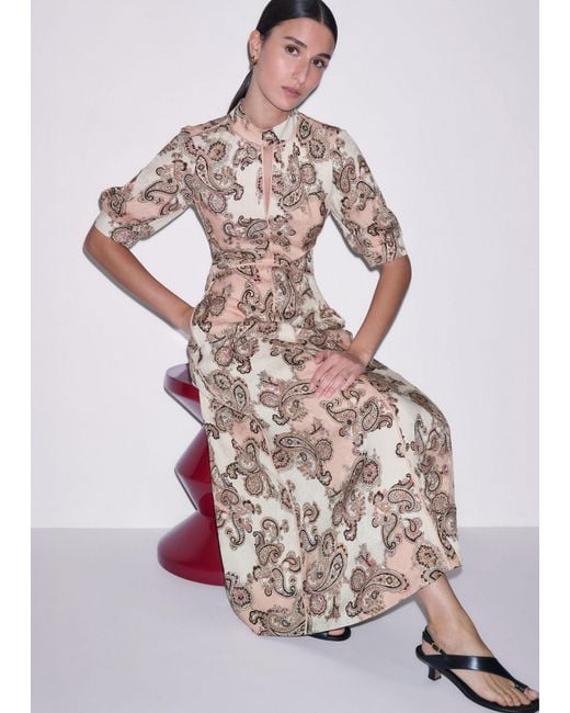 ME+EM Multicolor Colour Block Paisley Print Fit & Flare Maxi Dress