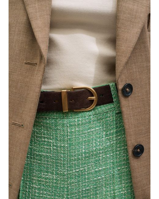 ME+EM Green Classic Round Reversible Belt Chocolate/Tan