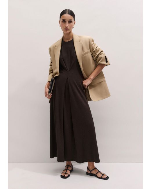 ME+EM Black Draped Waist Fit And Flare Maxi Dress