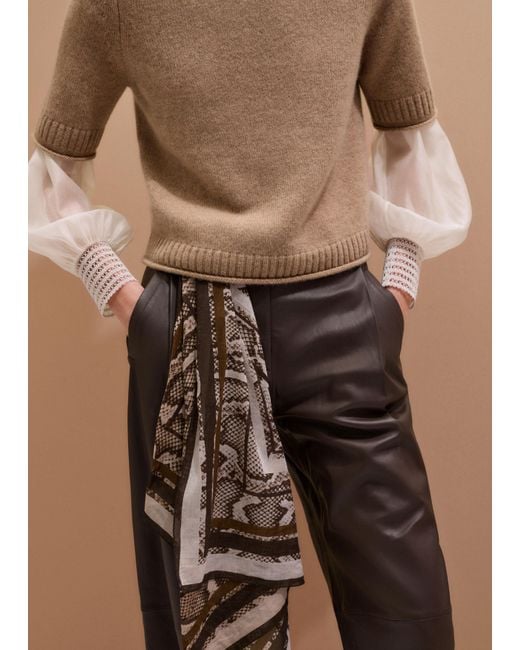 ME+EM Brown Feature Cuff Layering Blouse