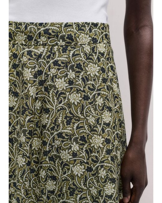 ME+EM White Silk Cotton Overgrown Floral Print Maxi Skirt-Multi