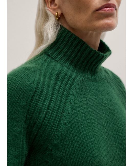 ME+EM Green Cashmere High Neck Statement Jumper