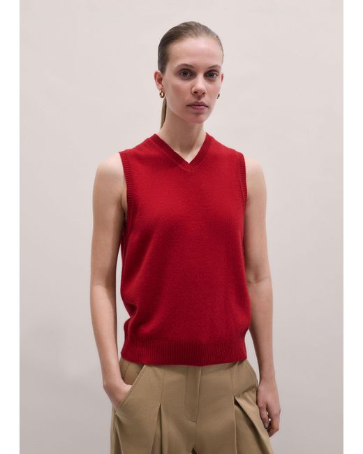 ME+EM Red V-Neck Relaxed Knit Tank