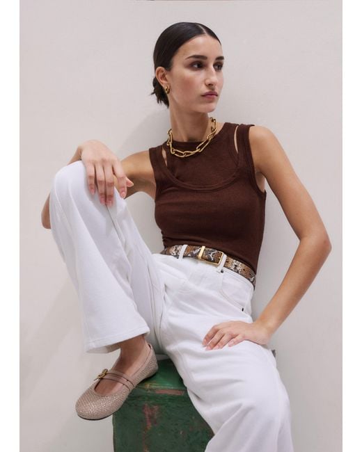 ME+EM Brown Double Layer Slim Vest Set