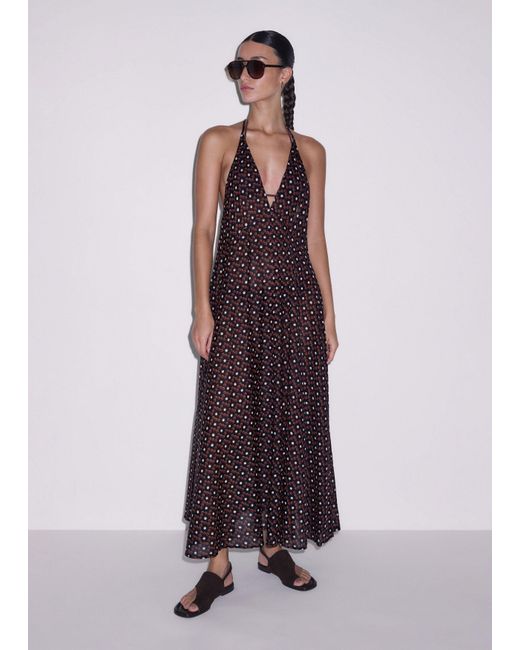 ME+EM Multicolor Cotton Voile Zig-Zag Spot Maxi Slip Dress-Multi