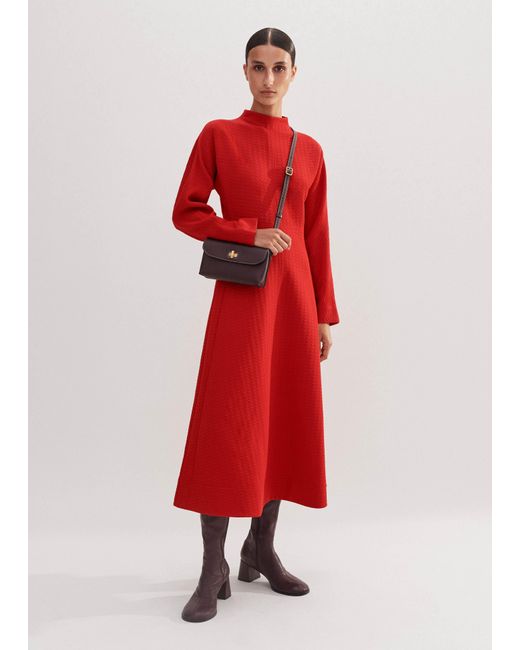 ME+EM Red Travel Tailoring Batwing Sleeve Midi Dress