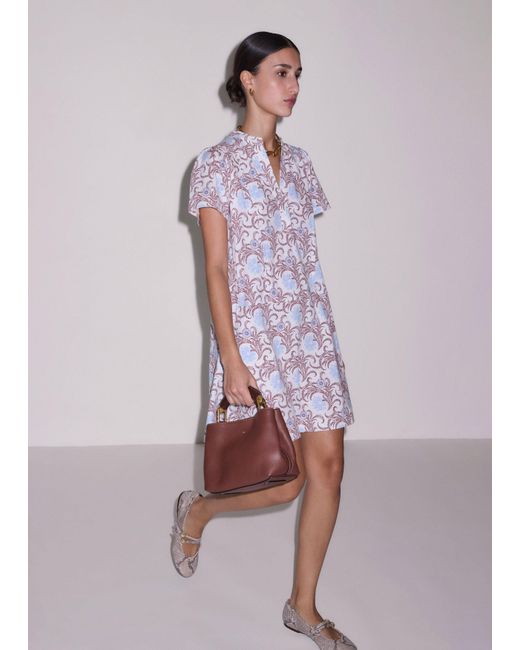 ME+EM Purple Bloom Floral Print Swing Dress