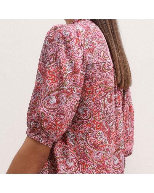 ME+EM Multicolor Silk Intricate Paisley Print Pussybow Blouse