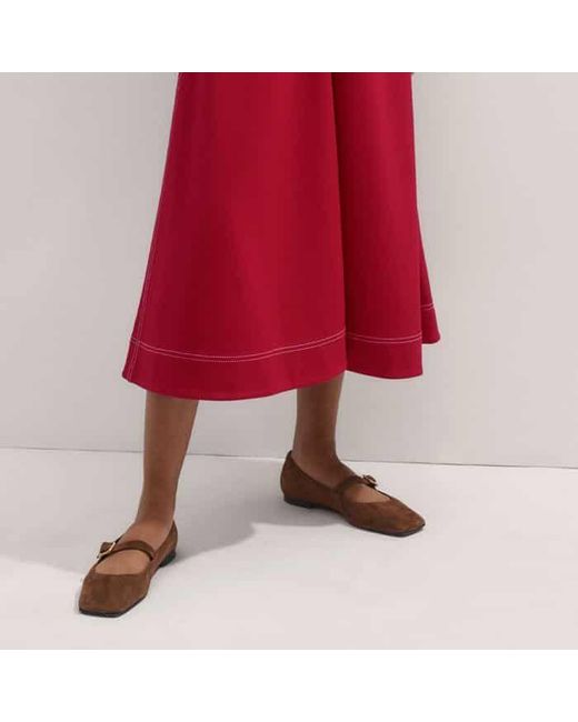 ME+EM Red Travel Tailoring Contrast Stitch Midi Dress