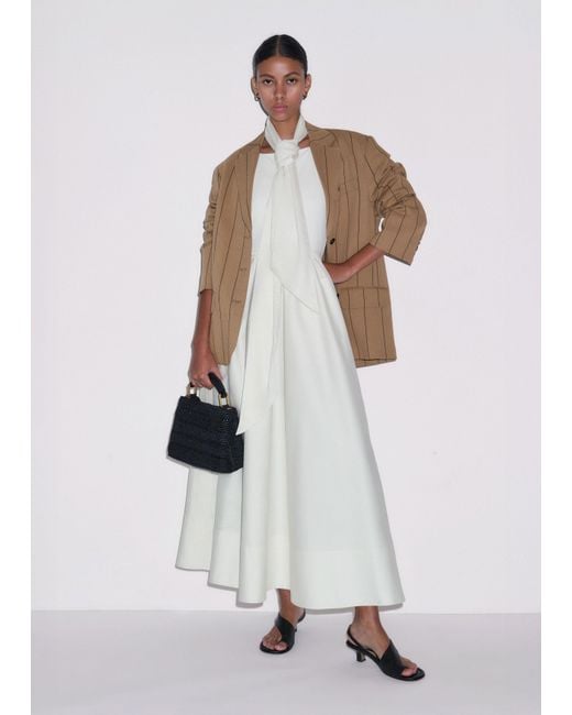 ME+EM Natural Boat Neck Fit And Flare Maxi Dress + Tie