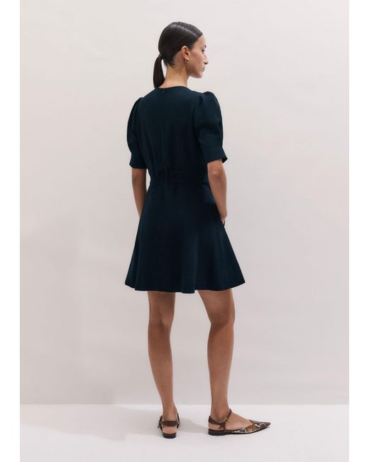ME+EM Blue Panelled Fit And Flare Short Dress