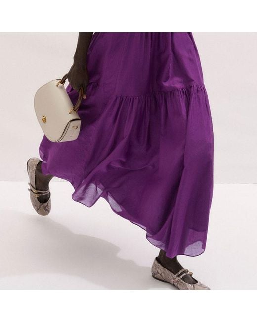 ME+EM Purple Silk Cotton Fit And Flare Maxi Dress