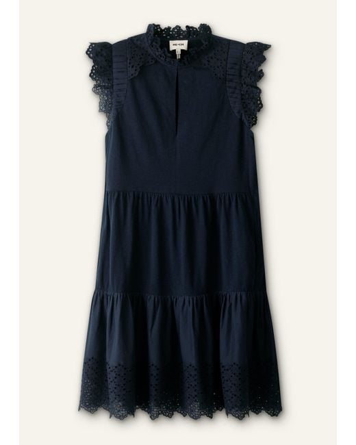 ME+EM Blue Broderie Slub Short Swing Dress