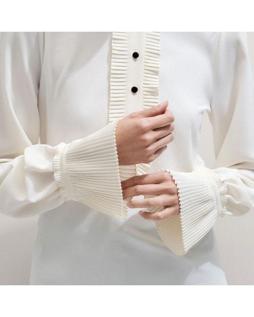 ME+EM Natural Frill Neck Layering Blouse + Tie