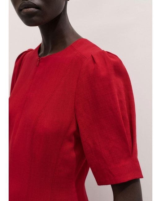 ME+EM Red Panelled Fit And Flare Maxi Dress Ruby