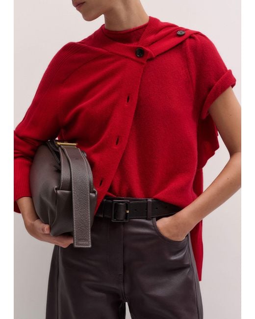 ME+EM Red Merino Cashmere Silk Pouf Sleeve Knit Tee