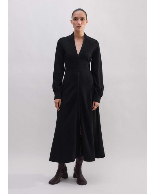 ME+EM Black Travel Tailoring Zip Front Midi Dress