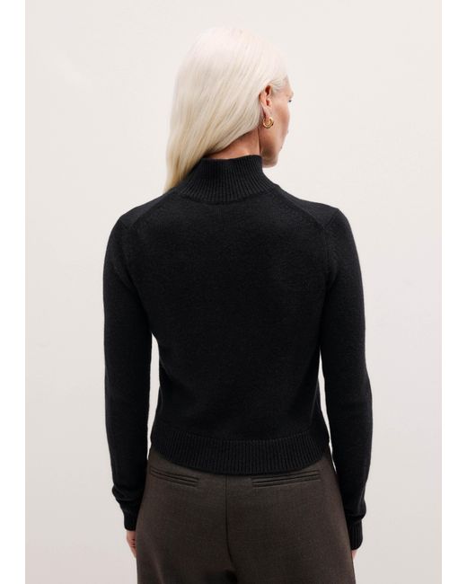 ME+EM Black Cashmere High Neck Crop Jumper