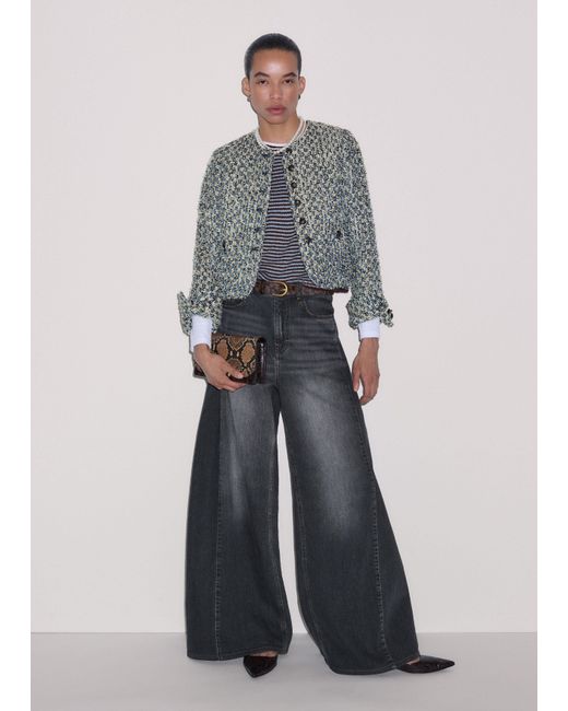 ME+EM Gray Boxy Crop Tweed Jacket