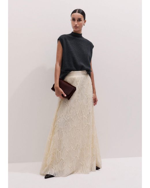 ME+EM Black Ribbon Tulle Fit And Flare Full Length Skirt