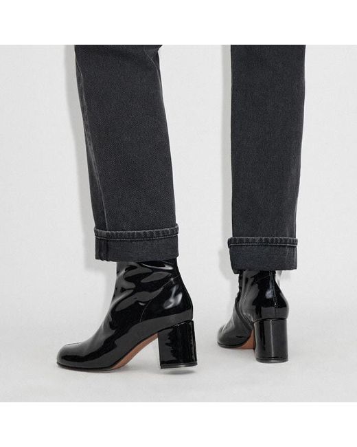 ME+EM Black 60s Patent Leather High Ankle Boot